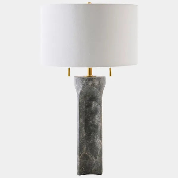 L¨¢mpara Rory de columna de m¨¢rmol, gris